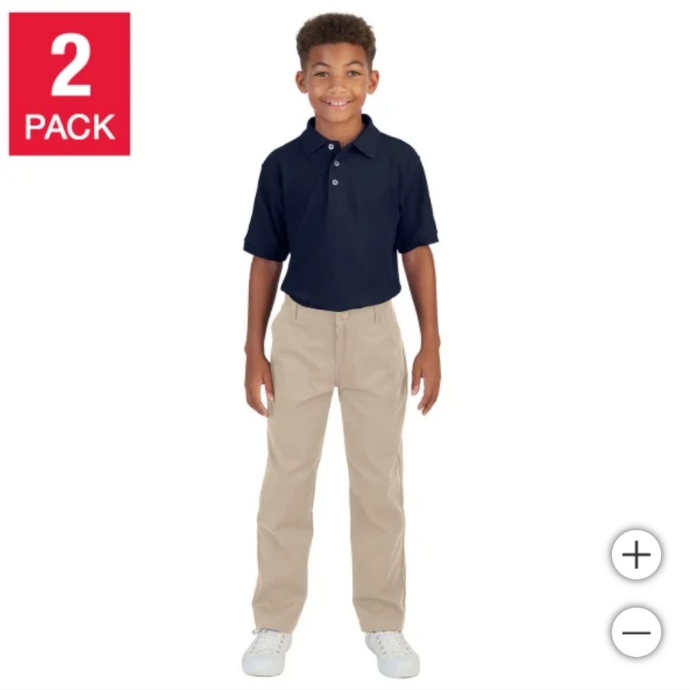 French Toast 2-Pack Uniform Chino Khaki Pants Adjustable Waist Stretch size 8!!!